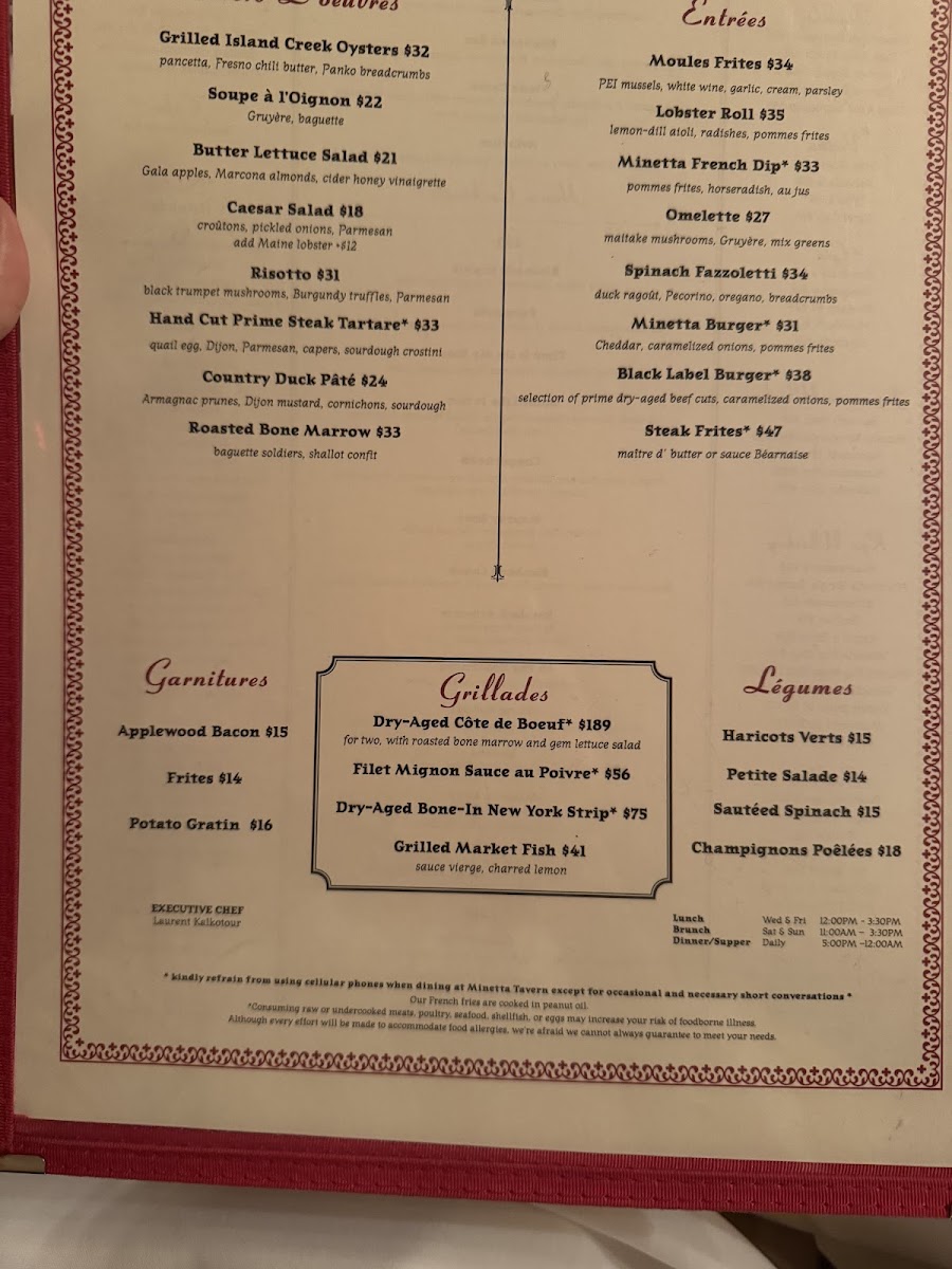 Minetta Tavern Menu - Image 4